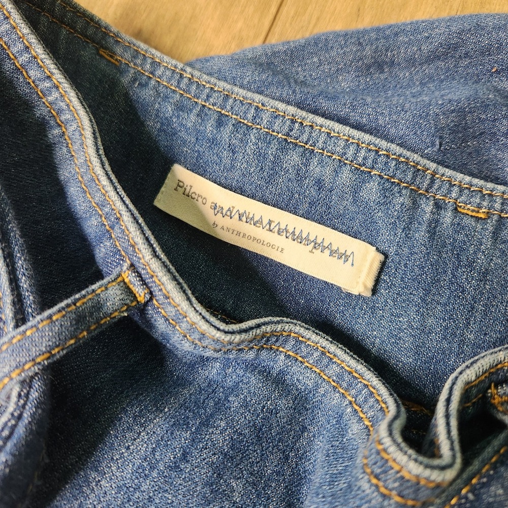 Pilcro Anthropologie High-Rise Wide-Leg Cropped Belted Jeans Sz 28 - Picture 6 of 13
